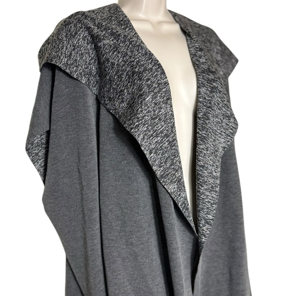 Lane Bryant Plus Gray Sleeveless Open Knit Sweater Vest Duster Hooded 26/28 - Picture 1 of 14